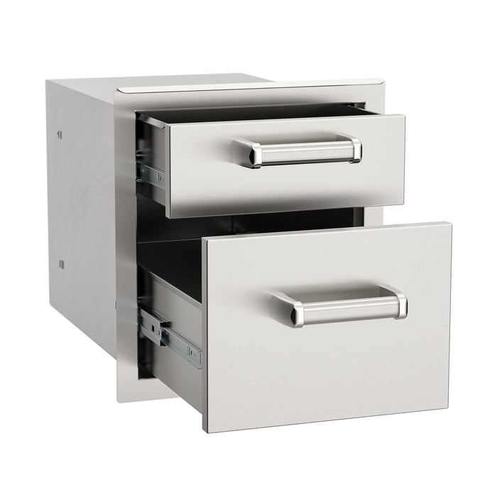 Premium Flush Double Access Drawer with Soft Close, 14.5" x 15.75", Fire Magic