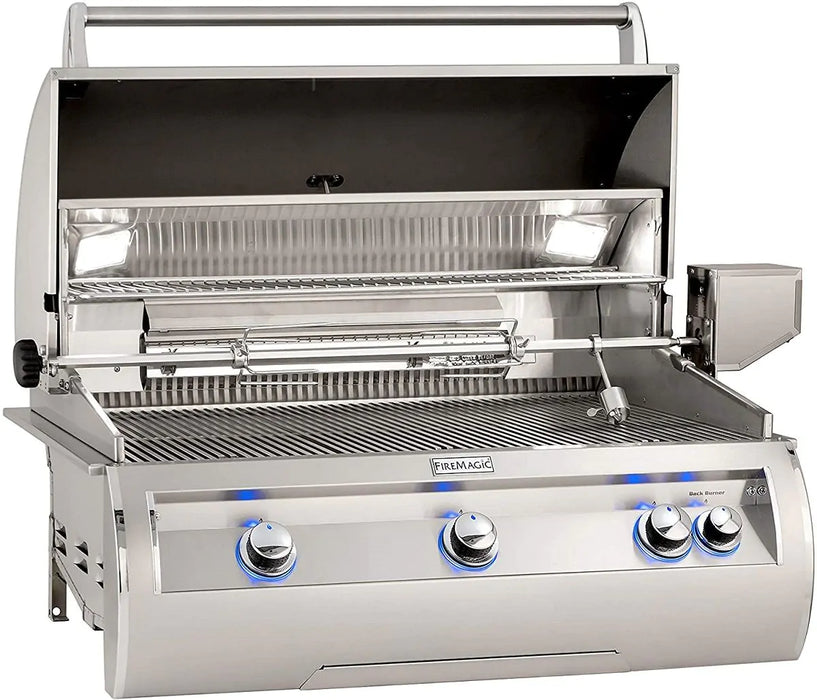 Echelon Diamond Natural Gas Built-In Grill with 1 Sear Burner, Backburner, Rotisserie Kit, and Analog Thermometer Window