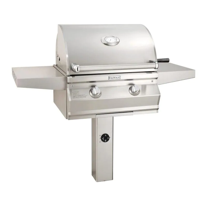 Choice Multi-User Accessible Freestanding Natural Gas Grill W/ Analog Thermometer On In-Ground Post, 24", Fire Magic