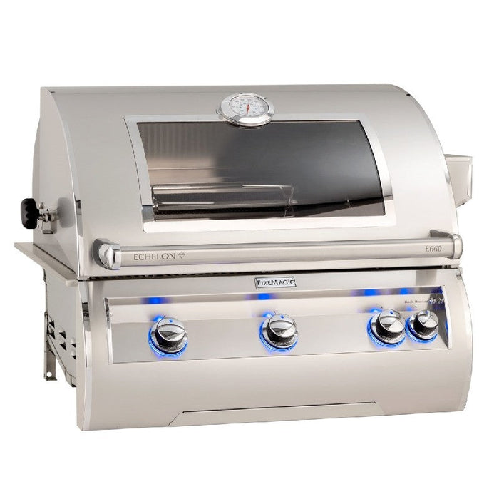 Echelon Diamond Built-In Grill W/ Backburner, Rotisserie Kit and Analog Thermometer Window, Natural Gas, 36", Fire Magic