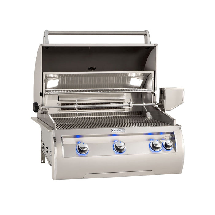 Echelon Diamond Natural Gas Built-In Grill W/ 1 Sear Burner, Backburner, Rotisserie Kit and Analog Thermometer & Window View, 30", Fire Magic