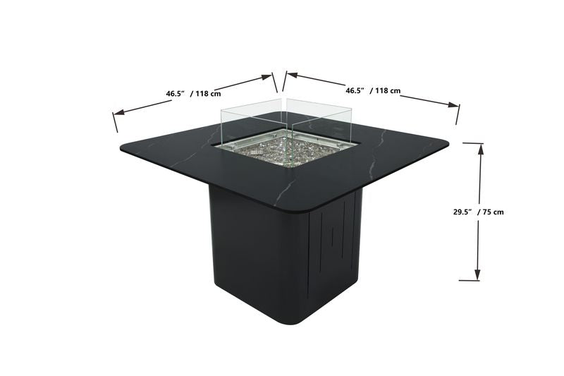 Elementi Plus Brugge Marble Porcelain Dining Fire Table