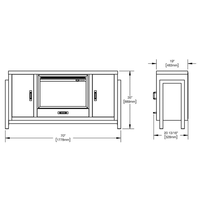 Franklin Electric Fireplace TV Stand in Weathered Oak - 30"