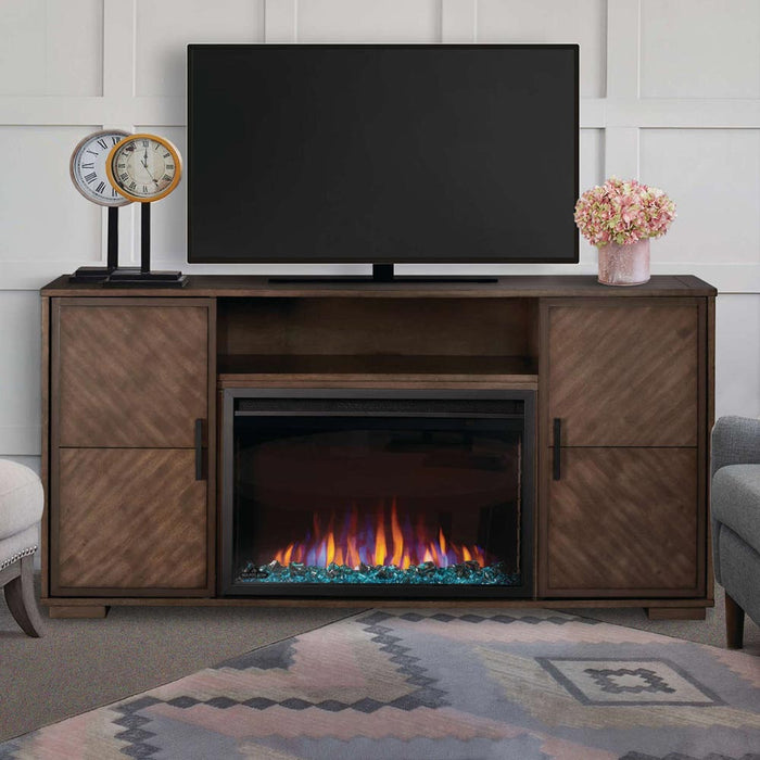 Hayworth Electric Fireplace TV Stand in Rustic Long Board