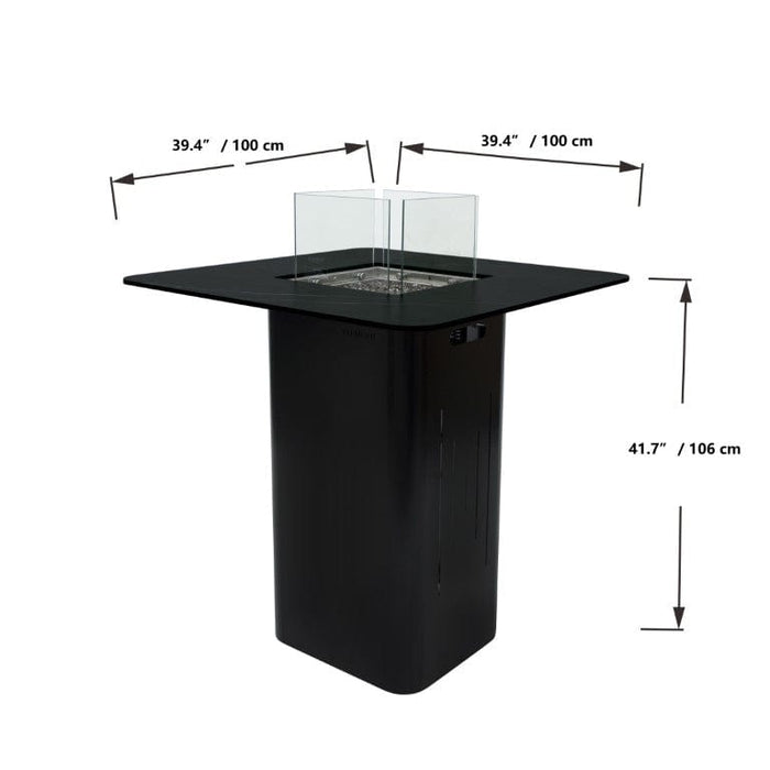 Elementi Plus 39-Inch Koln Bulgaria Black Marble Porcelain Bar Fire Table