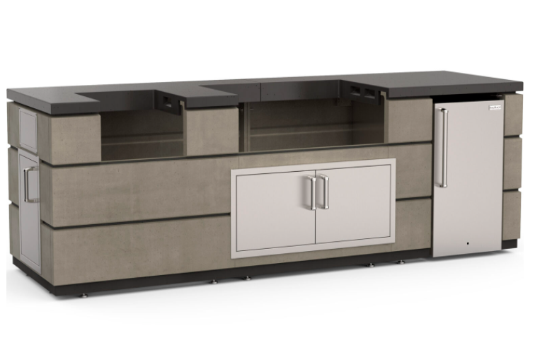 Fire Magic Grill Contemporary Pre-Fab Island System with Refrigerator/Double Drawer Cut Out - 115"