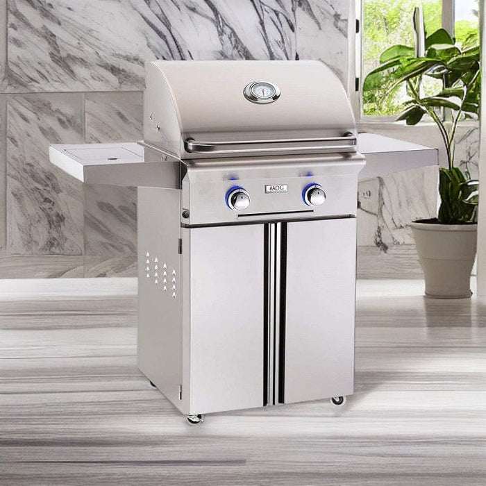 American Outdoor Grill 2-Burner Portable Gas Grill without Back and Side Burners, Liquid Propane, Factory-Installed Infrared, American Outdoor Grill, "L" Series, 24", 24PCL-00SP BBQ