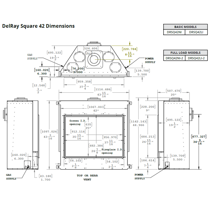 Montigo DelRay Square Direct Vent Gas Fireplace - 42" (Basic)