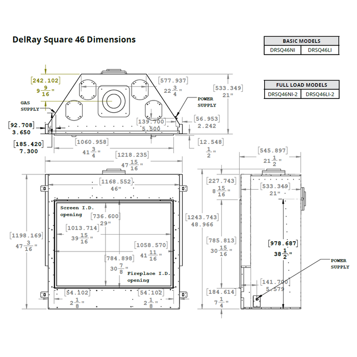 Montigo DelRay Square Direct Vent Gas Fireplace - 46" (Basic)