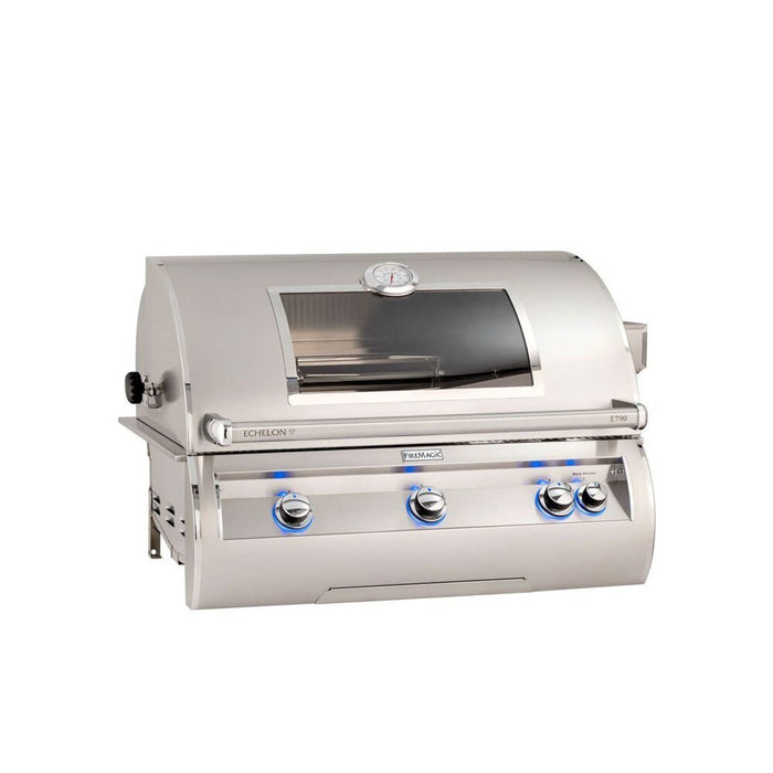 Echelon Diamond Natural Gas Built-In Grill with 1 Sear Burner, Backburner, Rotisserie Kit, and Analog Thermometer Window