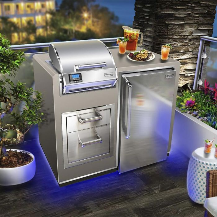 Fire Magic Electric Grill Island Bundle with Refrigerator & Double Drawers, 44"