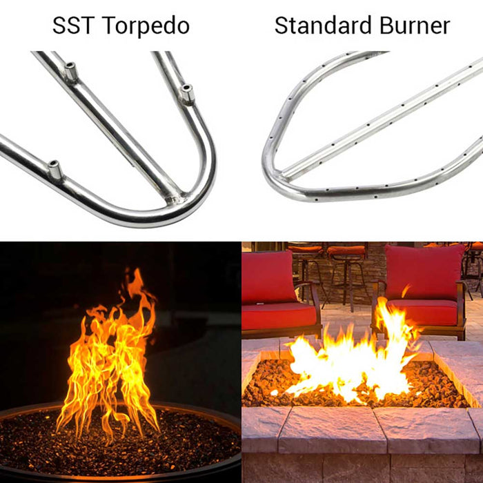 HPC Fire Square Flat Torpedo Fire Pit Burner Kit Match Lit Ignition by HPC Fire Fire Pit Pan and Burner Kit