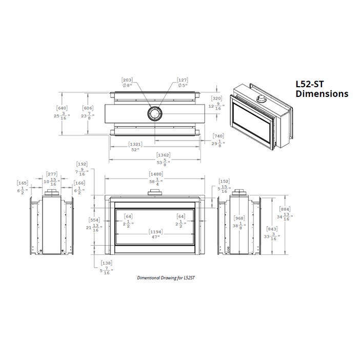 Montigo Phenom See Thru Direct Vent Gas Fireplace - 52"