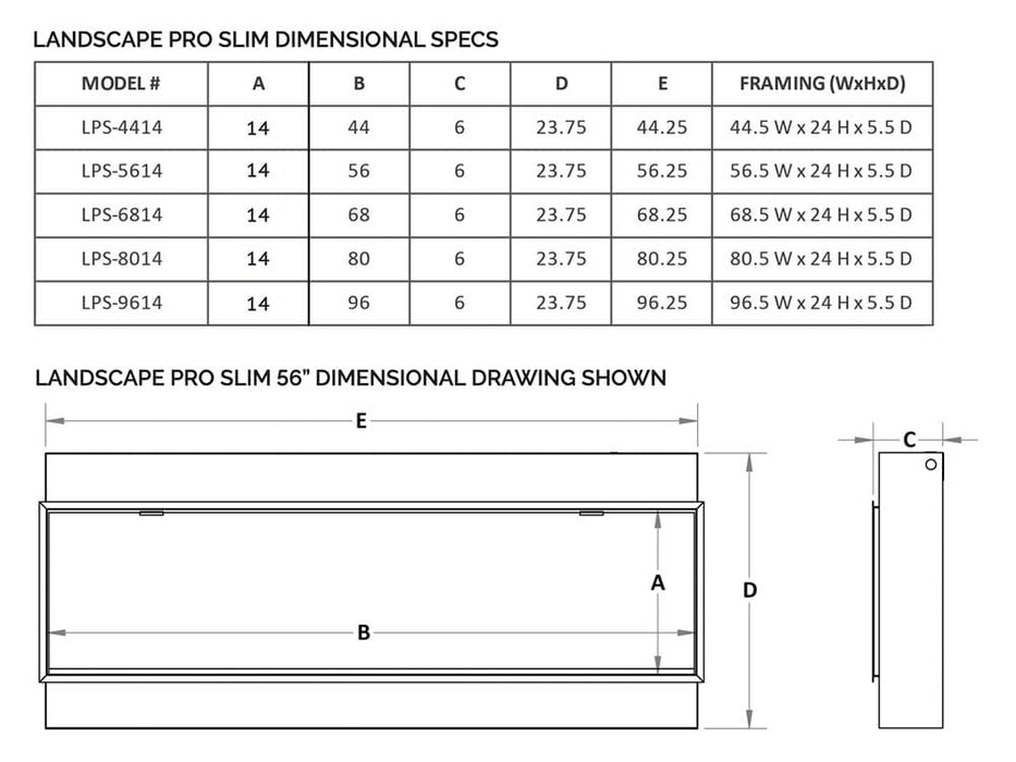 Modern Flames Modern Flames 56-In Landscape Pro Slim Electric Fireplace Built-In Electric Fireplaces