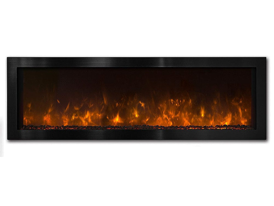 Modern Flames Modern Flames 60-In Nova Indoor/Outdoor Built-In Fireplace in Black Stainless Steel - NOVA-60-BS Built-In Electric Fireplaces