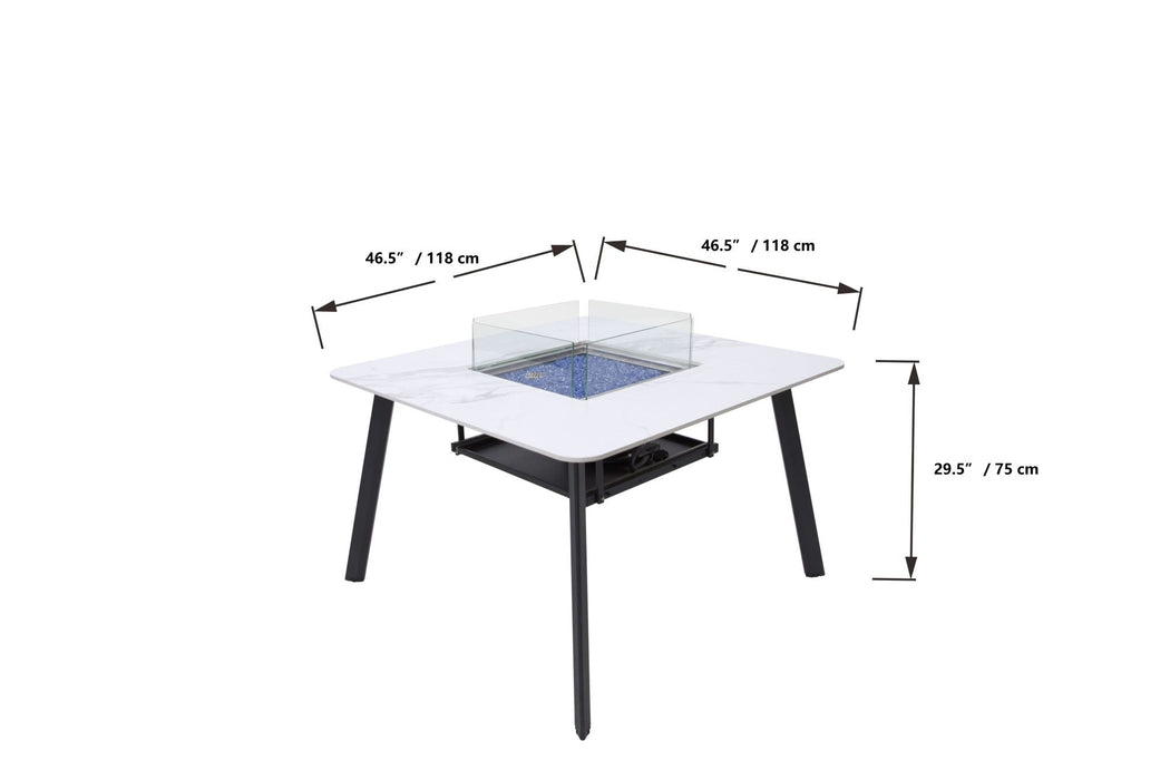 Elementi Plus Helsinki Marble Porcelain Dining Fire Table