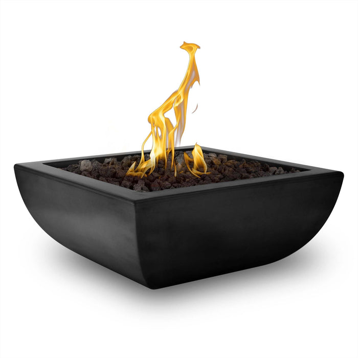 The Outdoor Plus 24" Avalon Fire Bowl - GFRC Concrete Fire Bowl Black / Match Lit / Natural Gas