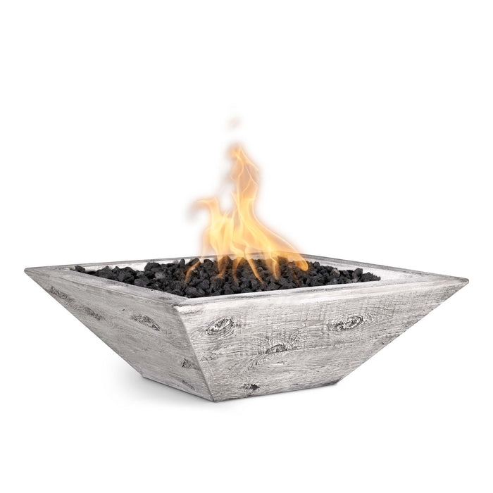 The Outdoor Plus 24" Maya Fire Bowl - Wood Grain Concrete Fire Bowl Ivory / Match Lit / Natural Gas