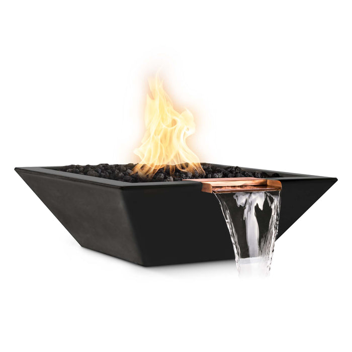 The Outdoor Plus 24" Maya Fire & Water Bowl - GFRC Concrete Fire & Water Bowl Black / 24" / Match Lit