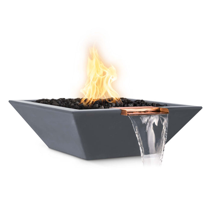 The Outdoor Plus 24" Maya Fire & Water Bowl - GFRC Concrete Fire & Water Bowl Gray / 24" / Match Lit