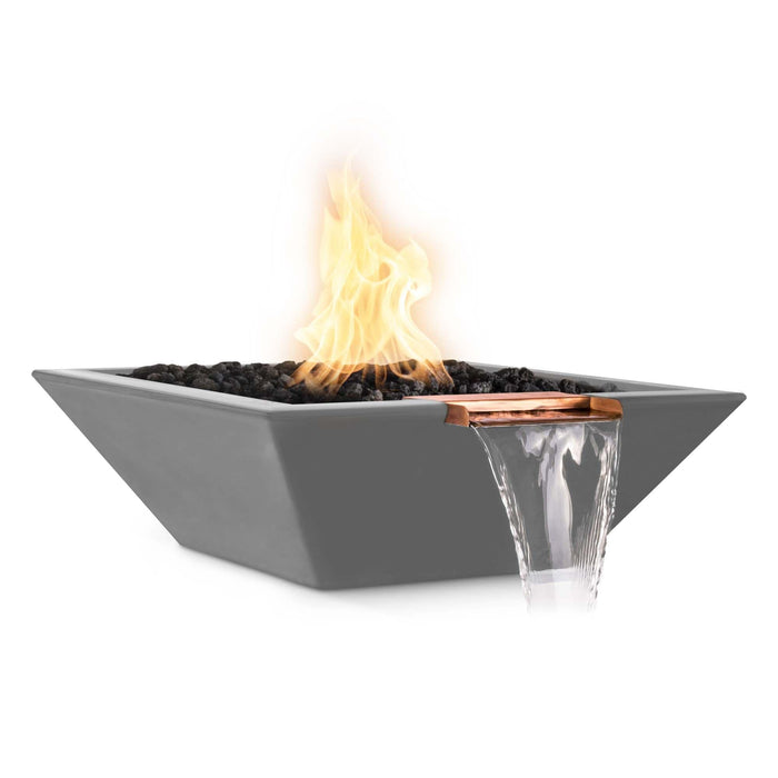 The Outdoor Plus 24" Maya Fire & Water Bowl - GFRC Concrete Fire & Water Bowl Natural Gray / 24" / Match Lit