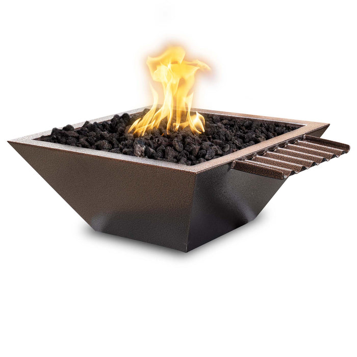 The Outdoor Plus 24" Maya Fire & Water Bowl - Wave Scupper Metal Powder Coat Fire & Water Bowl Copper Vein / 24" / Match Lit