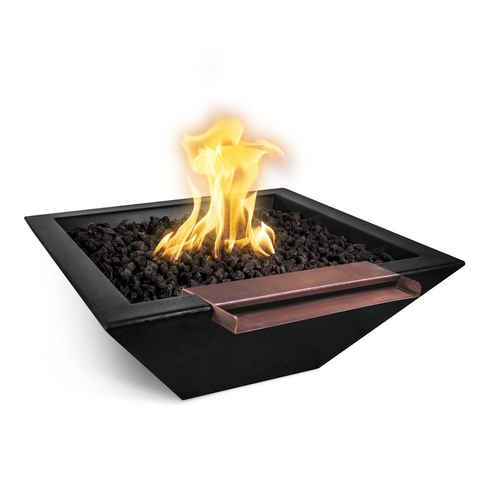 The Outdoor Plus 24" Maya Fire & Water Bowl Wide Spill GFRC Concrete Fire & Water Bowl Black / 24" / Match Lit