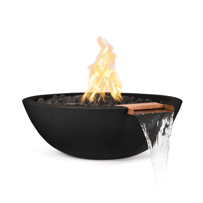 The Outdoor Plus 27" Sedona Fire & Water Bowl - GFRC Concrete Fire & Water Bowl Black / Match Lit / Natural Gas