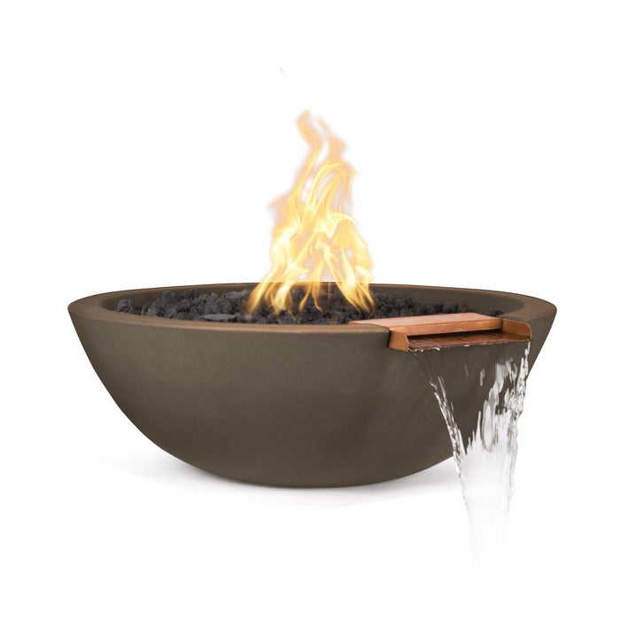 The Outdoor Plus 27" Sedona Fire & Water Bowl - GFRC Concrete Fire & Water Bowl Chocolate / Match Lit / Natural Gas