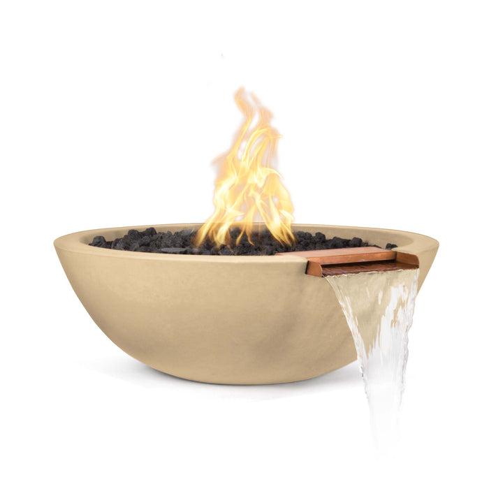 The Outdoor Plus 27" Sedona Fire & Water Bowl - GFRC Concrete Fire & Water Bowl Vanilla / Match Lit / Natural Gas