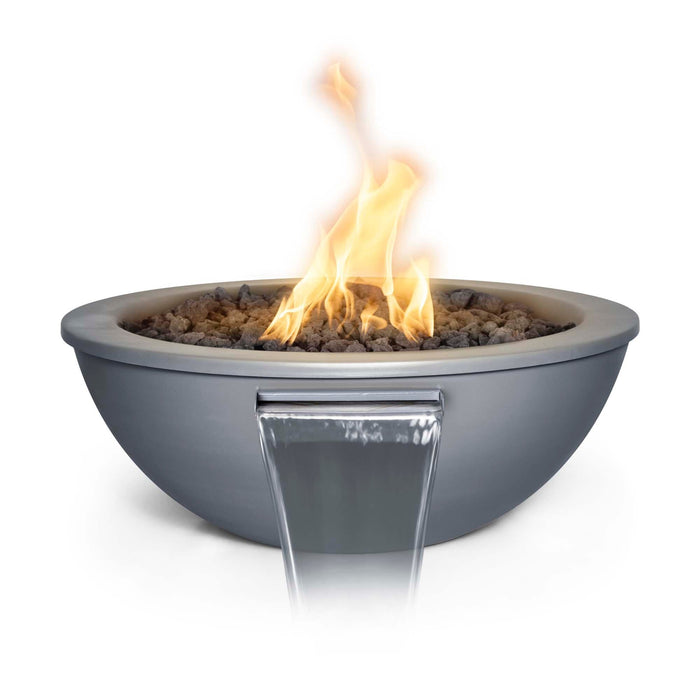 The Outdoor Plus 27" Sedona Fire & Water Bowl - Metal Powder Coated Fire & Water Bowl Gray / Match Lit / Natural Gas