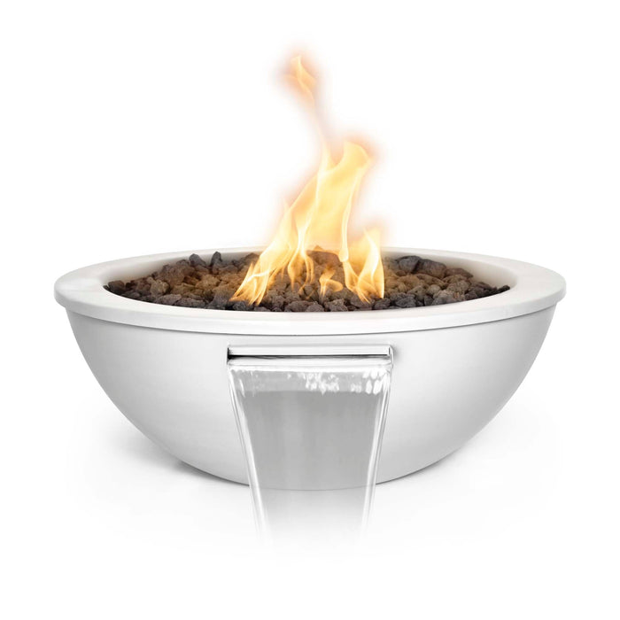 The Outdoor Plus 27" Sedona Fire & Water Bowl - Metal Powder Coated Fire & Water Bowl White / Match Lit / Natural Gas