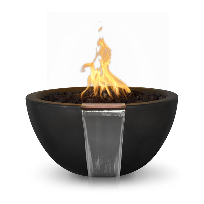 The Outdoor Plus 30" Luna GFRC Fire & Water Bowl Fire & Water Bowl Black / 30" / Match Lit