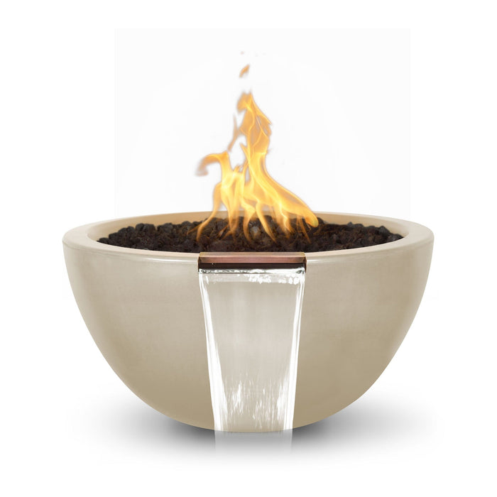 The Outdoor Plus 30" Luna GFRC Fire & Water Bowl Fire & Water Bowl Vanilla / 30" / Match Lit