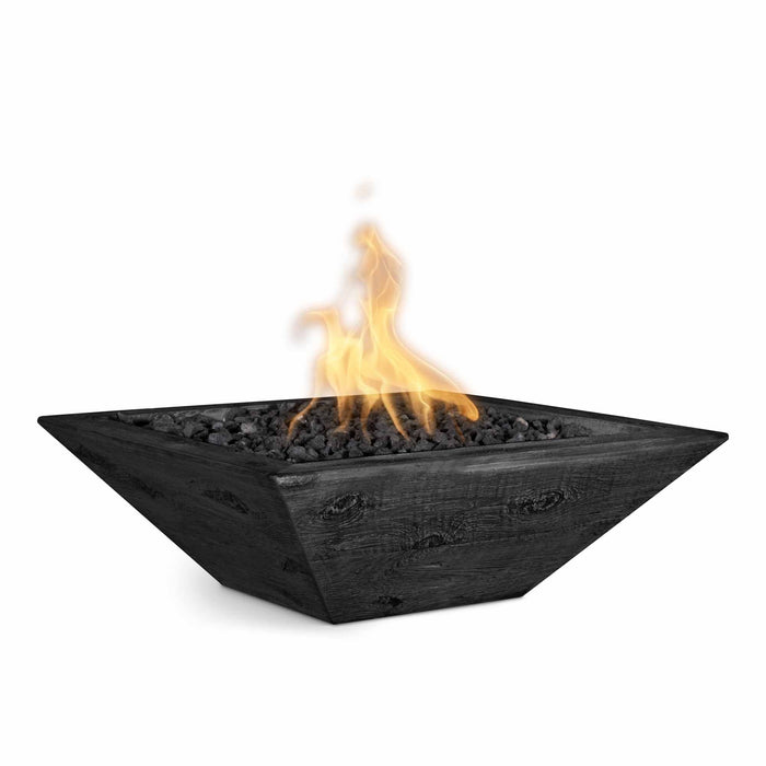 The Outdoor Plus 30" Maya Fire Bowl - Wood Grain Concrete Fire Bowl Ebony / Match Lit / Natural Gas