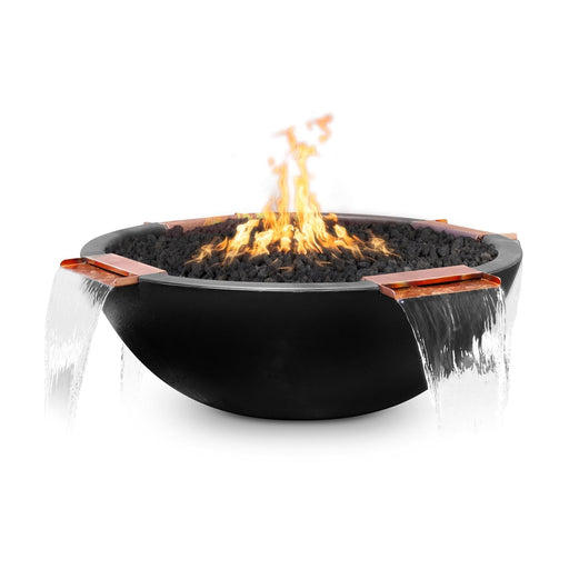 The Outdoor Plus 46" Sedona GFRC Fire & Water Bowl - 4 Way Spill Fire & Water Bowl Black / Match Lit / Natural Gas