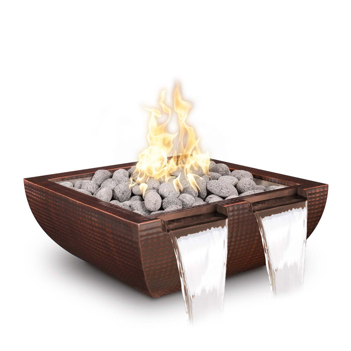 The Outdoor Plus Avalon Fire & Water Bowl - Twin Spill - Hammered Hammered Copper Fire & Water Bowl Copper / 24" / Match Lit