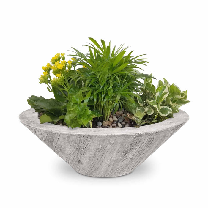 The Outdoor Plus Cazo Bowl™- GFRC Wood Grain Planter Bowl Ivory / 24"