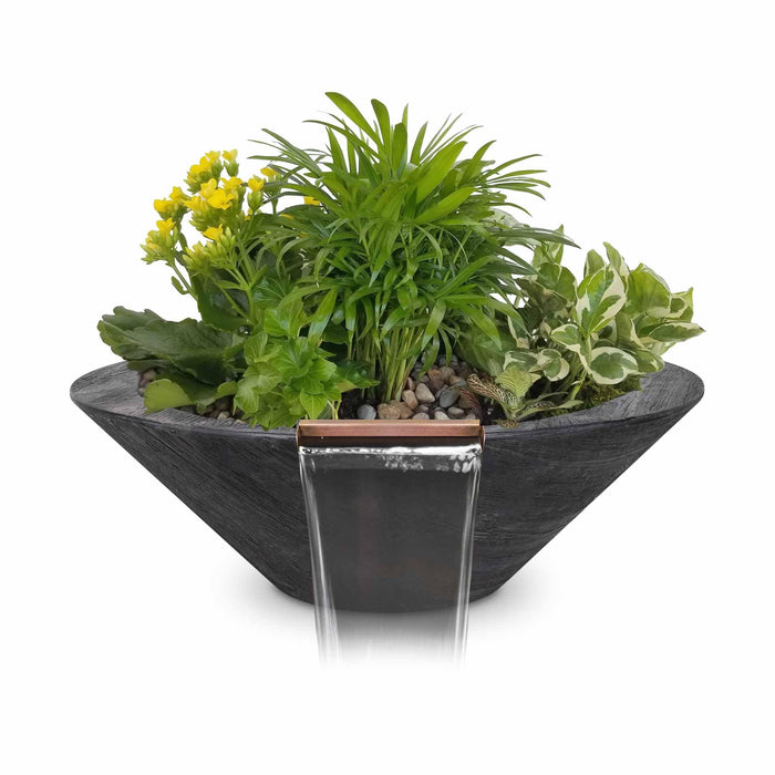 The Outdoor Plus Cazo Planter & Water Bowl - GFRC Wood Grain Planter & Water Bowl Ebony / 24"