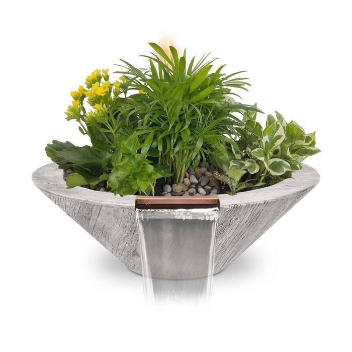 The Outdoor Plus Cazo Planter & Water Bowl - GFRC Wood Grain Planter & Water Bowl Ivory / 24"