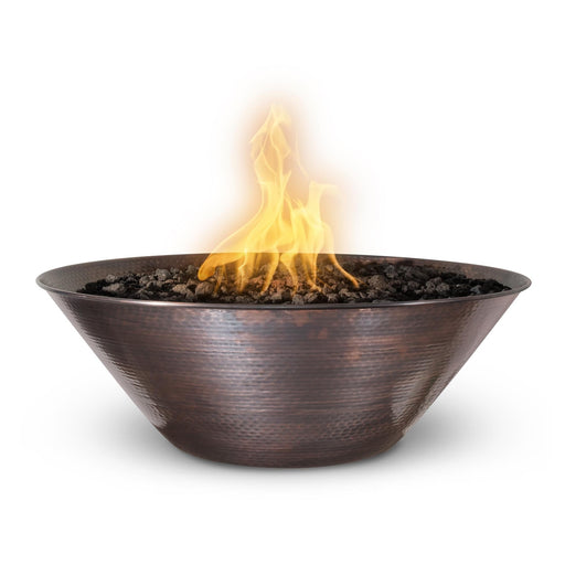 The Outdoor Plus Remi Fire Bowl - Hammered Patina Copper Fire Bowl 31" / Match Lit / Natural Gas