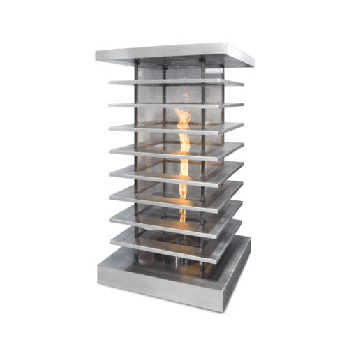 The Outdoor Plus High Rise Fire Tower - Stainless Steel Fire Tower 28" / Match Lit / Natural Gas