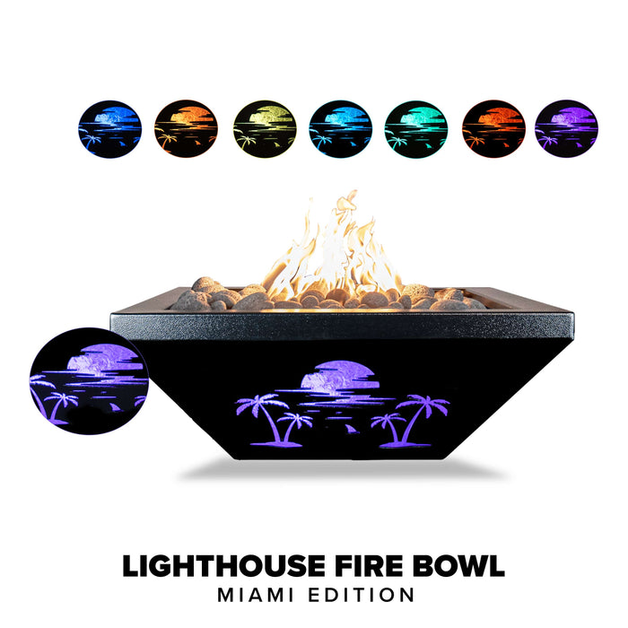 The Outdoor Plus Lighthouse Collection Fire Bowls Fire Bowl Black / 24" (Miami) / Match Lit