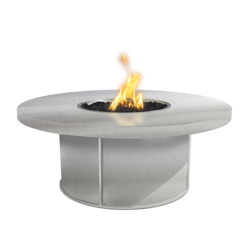 The Outdoor Plus Mabel Metal Fire Pit - Stainless Steel Fire Table 36" / Match Lit / Natural Gas