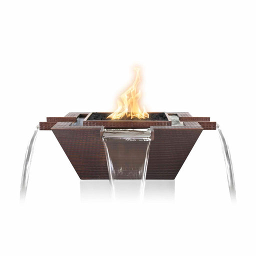 The Outdoor Plus Maya Fire & Water Bowl - Copper 4-Way Spill Fire & Water Bowl 30" / Match Lit / Natural Gas