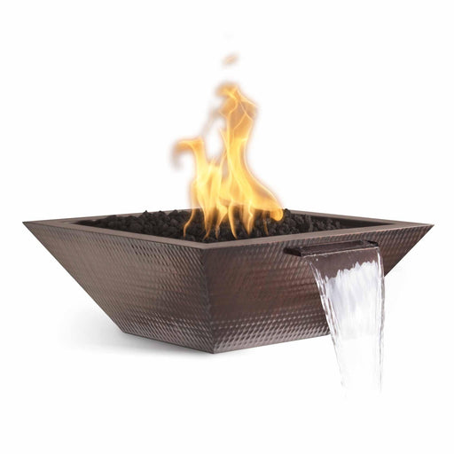 The Outdoor Plus Maya Fire & Water Bowl - Hammered Patina Copper Fire & Water Bowl 24" / Match Lit / Natural Gas