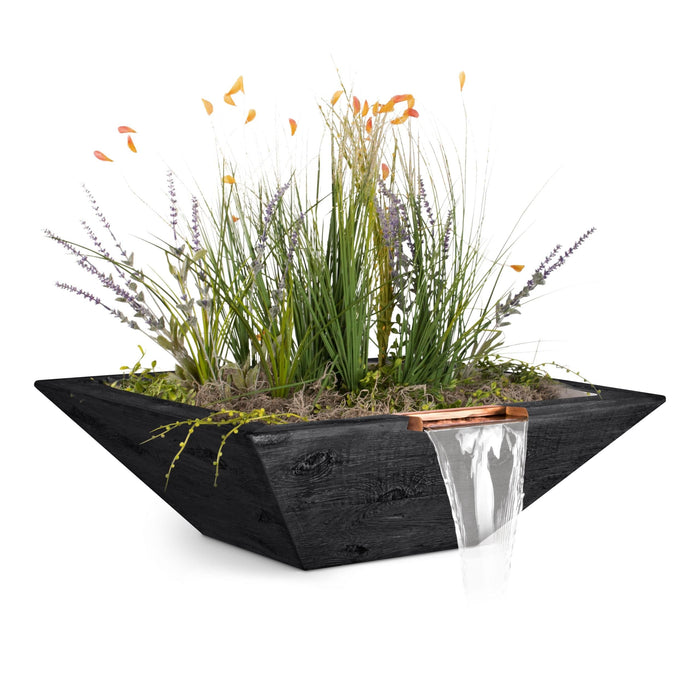 The Outdoor Plus Maya Planter & Water Bowl - Wood Grain GFRC Concrete Planter & Water Bowl Ebony / 24"