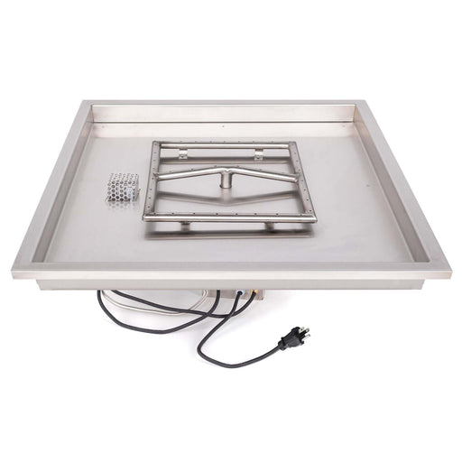 The Outdoor Plus Raised Lip Square Drop In Pan & Square Ss Burner Pan & Burner Kit 16.5" / Match Lit / None