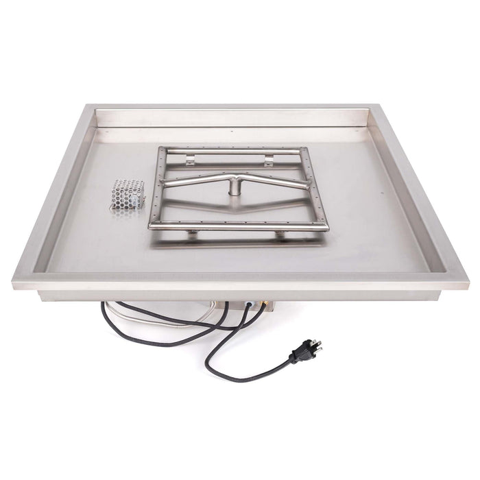 The Outdoor Plus Raised Lip Square Drop In Pan & Square Ss Burner Pan & Burner Kit 16.5" / Match Lit / None