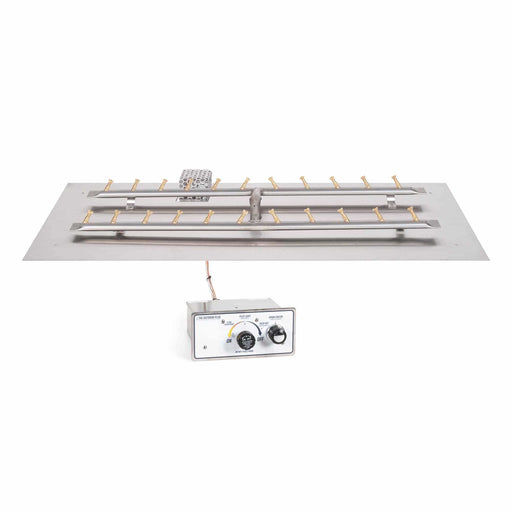 The Outdoor Plus Rectangular Flat Pan & Ss €˜H€™ Bullet Burner Pan & Burner Kit 12" x 24" Brass / Match Lit / None